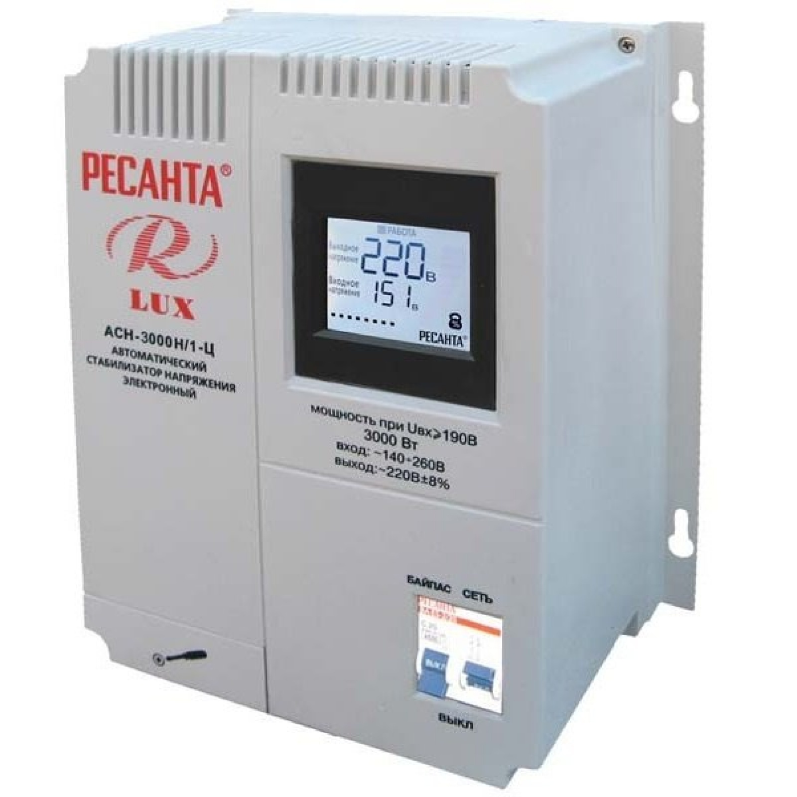 Стабилизатор напряжения серии LUX РЕСАНТА АСН-3000Н/1-Ц