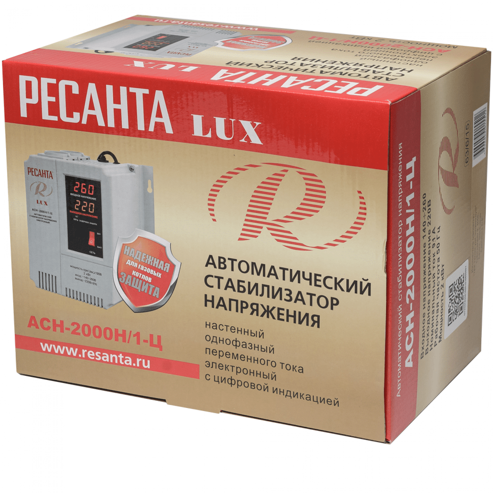 Стабилизатор напряжения серии LUX РЕСАНТА АСН-2000Н/1-Ц