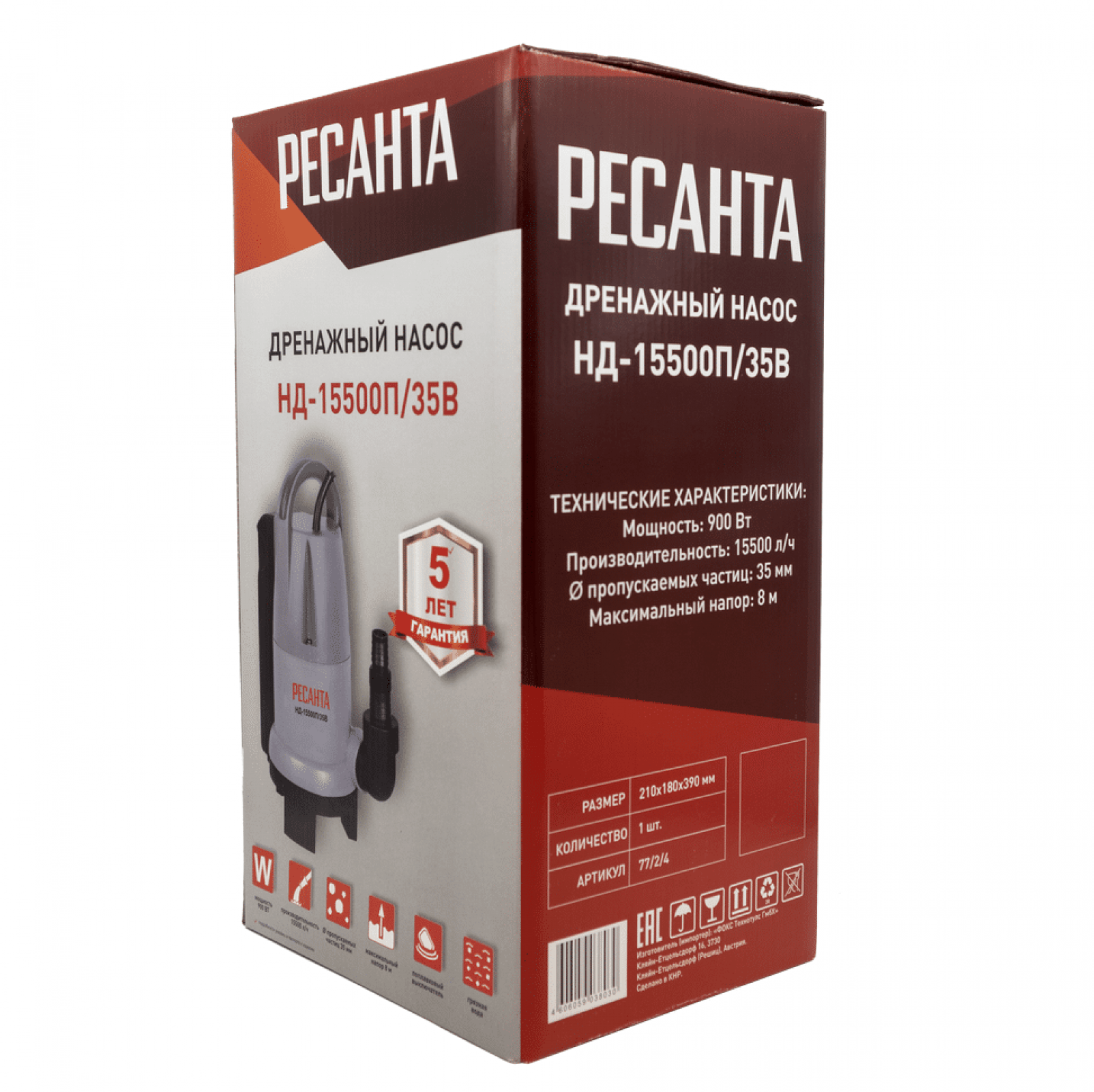 Дренажный насос РЕСАНТА НД-15500П/35B